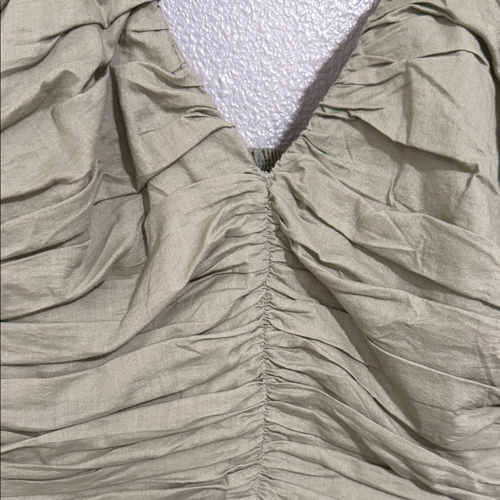 Abercrombie & Fitch Ruched Olive Blouse - Picture 8 of 13